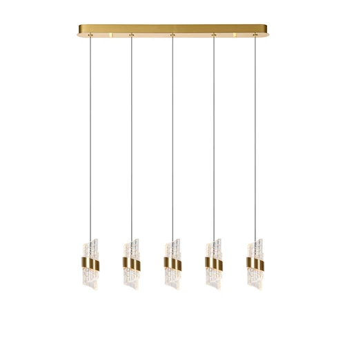Lucide KLIGANDE - Pendelleuchten - LED Dim. - 5x7,8W 2700K - Mattes Gold / Messing - eingeschaltet 2