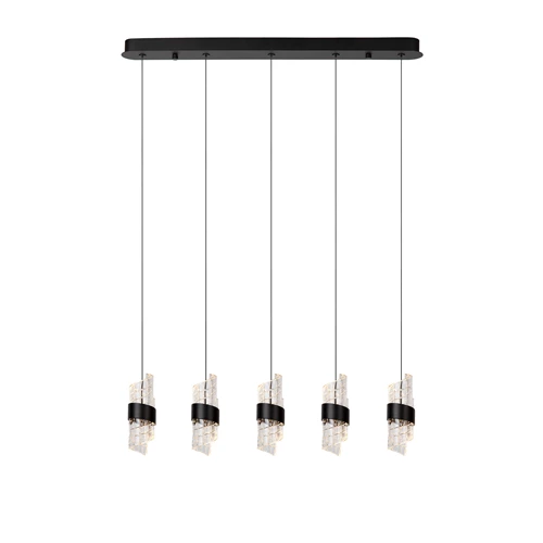 Lucide KLIGANDE - Hanglamp - LED Dimb. - 5x7,8W 2700K - Zwart - aangezet