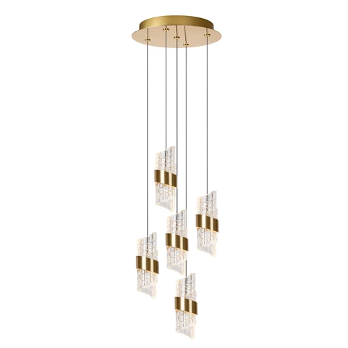 Lucide KLIGANDE - Pendant light - Ø 30 cm - LED Dim. - 5x8W 2700K - Matt Gold / Brass - turned on 2