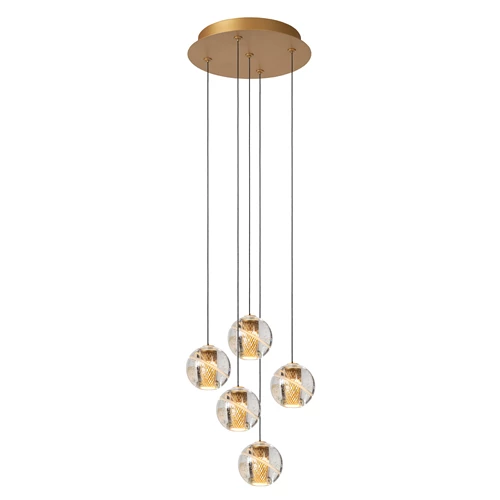 Lucide DILENKO - Lámpara colgante - Ø 31 cm - LED Regul. - 5x3,5W 2700K - Oro mate / Latón - encendido 2