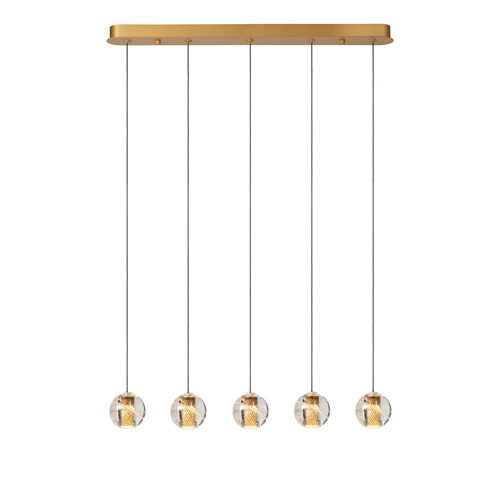 Lucide DILENKO - Suspension - LED Dim. - 5x3,5W 2700K - Or Mat / Laiton - allumé 2