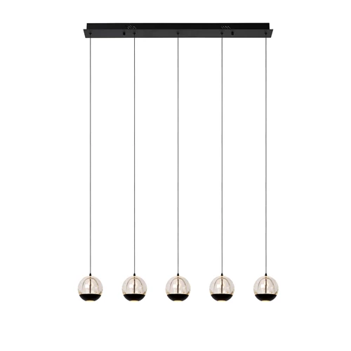 Lucide SENTUBAL - Hanglamp - LED Dimb. - 5x5,3W 2700K - Zwart - aangezet