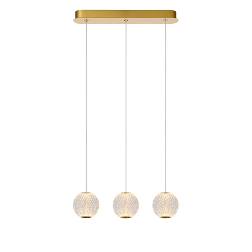 Lucide CINTRA - Suspension - LED Dim. - 3x4,7W 2700K - Transparent - allumé