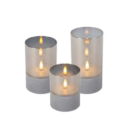 Lucide VELAS - Tafellamp - Batterijen - Ø 8 cm - LED - 3x0,2W 2700K - Fumé - Set van 3 - aangezet 5