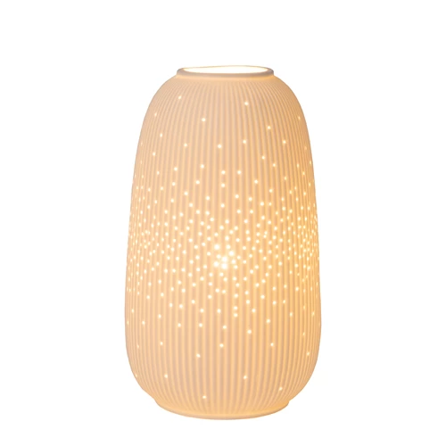 Lucide FLORES - Lampe de table - Ø 14,1 cm - 1xE14 - Blanc - allumé 1