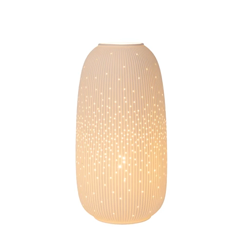 Lucide FLORES - Tafellamp - Ø 17,5 cm - 1xE14 - Wit - aangezet 1