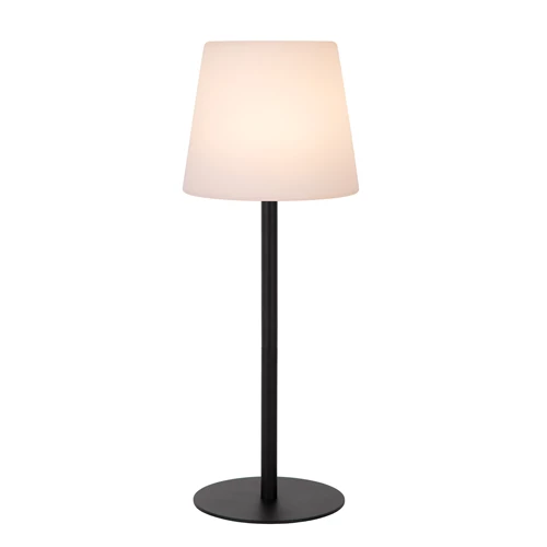Lucide TYON - Lampe de table Rechargeable Intérieur/Extérieur - Batterie/Piles - LED Dim. - 1x2W 2700K - IP65 - Noir - allumé