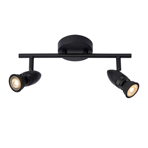 Lucide CARO - Spot plafond - 2xGU10 - Noir - allumé