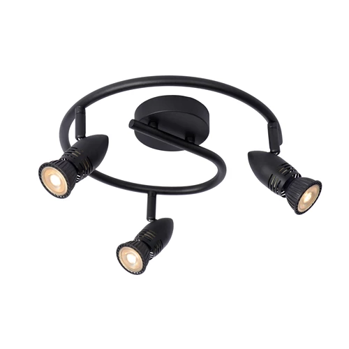 Lucide CARO - Deckenstrahler - Ø 31 cm - 3xGU10 - Schwarz - eingeschaltet