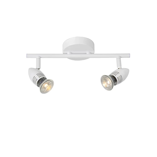 Lucide CARO-LED - Spot plafond - LED - GU10 - 2x5W 2700K - Blanc - allumé 1