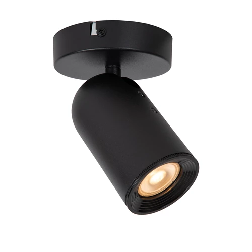 Lucide PUNCH - Ceiling spotlight - 1xGU10 - Black - turned on