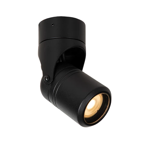 Lucide NIORT - Spot plafond Intérieur/Extérieur - 1xGU10 - IP44 - Noir - allumé