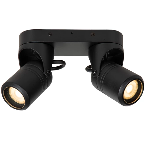 Lucide NIORT - Spot plafond Intérieur/Extérieur - 2xGU10 - IP44 - Noir - allumé
