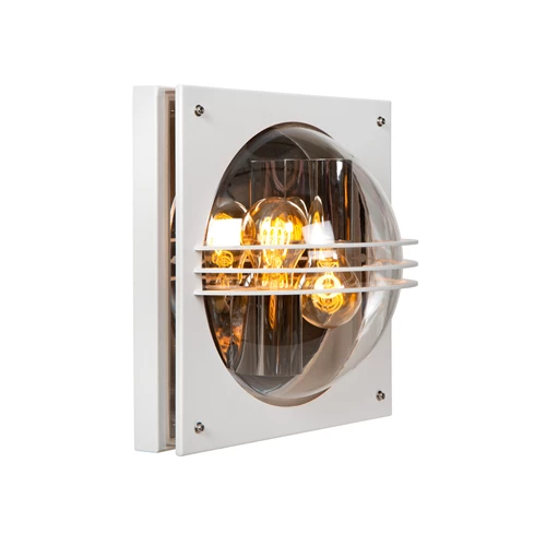 Lucide PRIVAS - Applique murale Intérieur/Extérieur - 2xE27 - IP44 - Blanc - allumé 1
