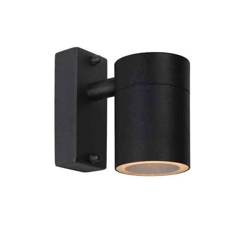 Lucide ARNE-LED - Foco de pared / Lámpara de pared Dentro/Fuera - Ø 6,3 cm - LED - GU10 - 1x5W 2700K - IP44 - Negro - encendido
