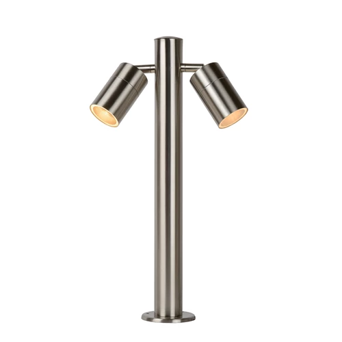 Lucide ARNE-LED - Pollerleuchte - Ø 6,3 cm - LED - GU10 - 2x5W 2700K - IP44 - Chrom Matt - eingeschaltet 2