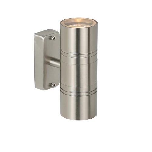 Lucide ARNE-LED - Wandlamp Binnen/Buiten - Ø 6,3 cm - LED - GU10 - 2x5W 2700K - IP44 - Mat chroom - aangezet 2