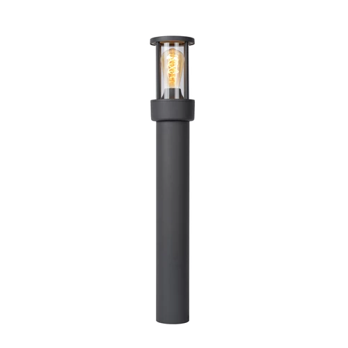 Lucide LORI - Bollard light - 1xE27 - IP44 - Day/Night Sensor - Anthracite - turned on