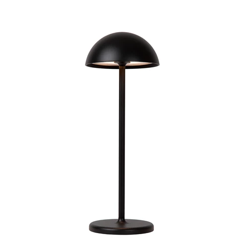 Lucide JOY - wiederaufladbare Tischlampe Innen/Außen - Akku/Batterie - Ø 12 cm - LED Dim. - 1x1,5W 3000K - IP54 - Schwarz - eingeschaltet