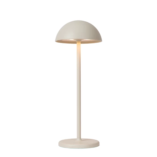 Lucide JOY - Oplaadbare Tafellamp Binnen/Buiten - Accu/Batterij - Ø 12 cm - LED Dimb. - 1x1,5W 3000K - IP54 - Wit - aangezet 1