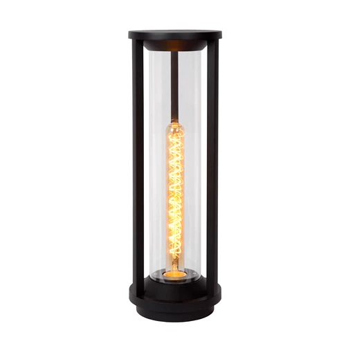 Lucide CADIX - Borne extérieur - Ø 16 cm - 1xE27 - IP65 - Noir - allumé