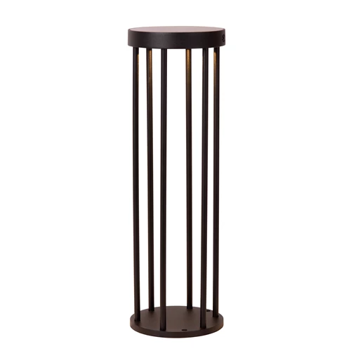 Lucide JACKSON - Borne extérieur- Énergie Solaire - Ø 16 cm - LED Dim. - 1x2W 3000K - IP65- Détecteur De Mouvement & Jour/Nuit - Noir - allumé