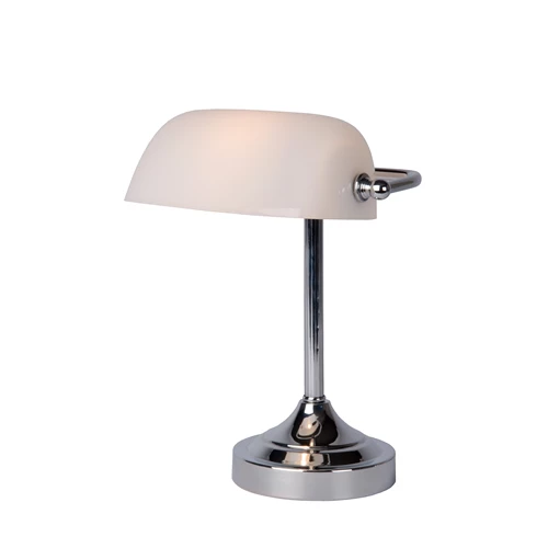 Lucide BANKER - Lampe de bureau - 1xE14 - Chrome - allumé 1