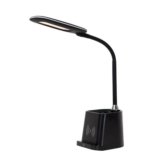 Lucide PENNY - Desk lamp - LED Dim. - 1x4,7W 3000K - With wireless charger - Black - turned on