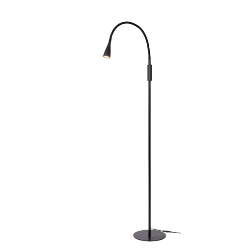Lucide ZOZY - Lampadaire / lampe de lecture - LED 3 StepDim - 1x4W 3000K - Noir - allumé