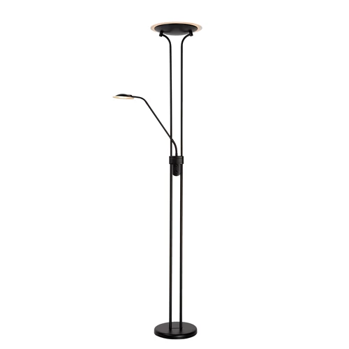 Lucide CHAMPION-LED - Stehlampe Mit Leselampe - Ø 30 cm - LED Dim. - 3000K - Schwarz - eingeschaltet