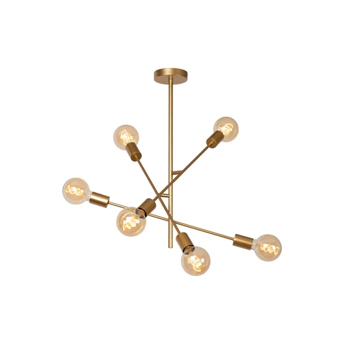 Lucide LESTER - Deckenleuchte - 6xE27 - Mattes Gold / Messing - eingeschaltet 2