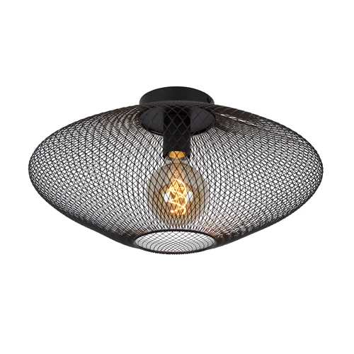 Lucide MESH - Plafonnière - Ø 45 cm - 1xE27 - Zwart - aangezet