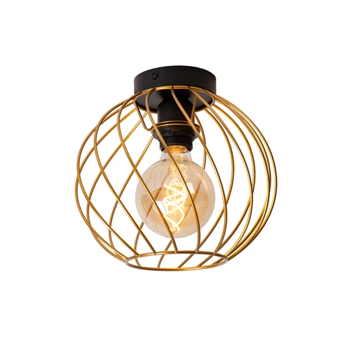 Lucide DANZA - Plafonnière - Ø 25 cm - 1xE27 - Mat Goud / Messing - aangezet 2