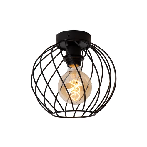 Lucide DANZA - Flush ceiling light - Ø 25 cm - 1xE27 - Black - turned on