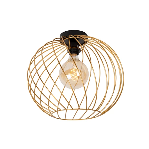Lucide DANZA - Plafonnière - Ø 40 cm - 1xE27 - Mat Goud / Messing - aangezet 2