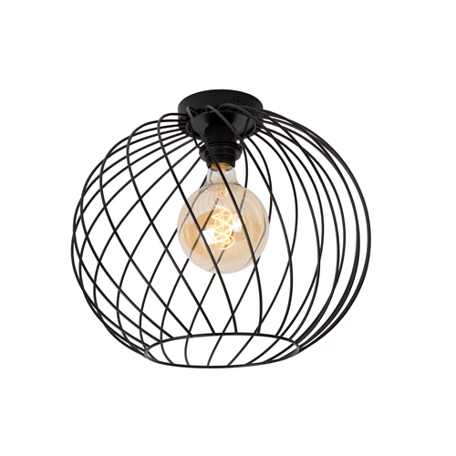 Lucide DANZA - Flush ceiling light - Ø 40 cm - 1xE27 - Black - turned on