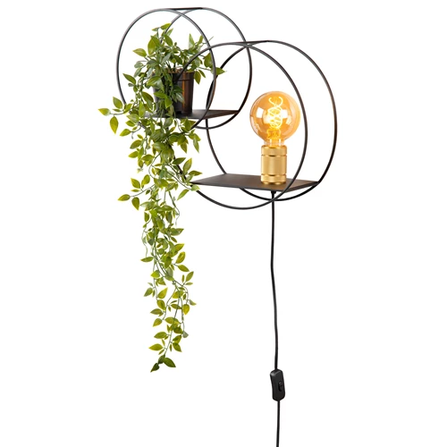 Lucide CIRCLE - Wandlamp - 1xE27 - Zwart - aangezet