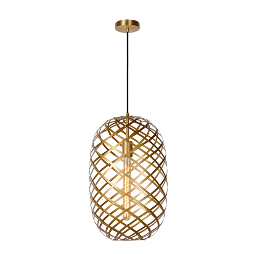 Lucide WOLFRAM - Hanglamp - Ø 32 cm - 1xE27 - Mat Goud / Messing - aangezet 2