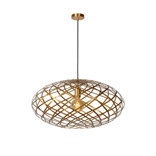 Lucide WOLFRAM - Suspension - Ø 65 cm - 1xE27 - Or Mat / Laiton - allumé 2
