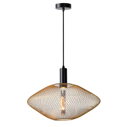 Lucide MESH - Lámpara colgante - Ø 45 cm - 1xE27 - Oro mate / Latón - encendido 2