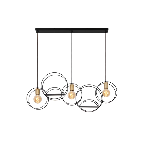 Lucide CIRCLE - Pendant light - 3xE27 - Black - turned on