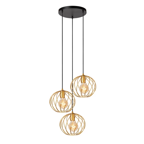 Lucide DANZA - Pendant light - Ø 50 cm - 3xE27 - Matt Gold / Brass - turned on 2