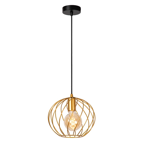 Lucide DANZA - Suspension - Ø 25 cm - 1xE27 - Or Mat / Laiton - allumé 2