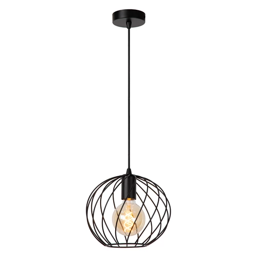 Lucide DANZA - Pendant light - Ø 25 cm - 1xE27 - Black - turned on