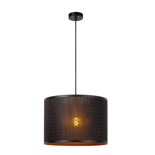Lucide TAGALOG - Hanglamp - Ø 40 cm - 1xE27 - Zwart - aangezet