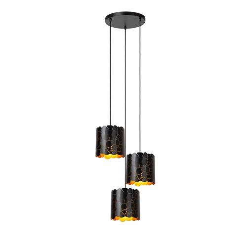 Lucide ALMELO - Suspension - 3xE27 - Noir - allumé