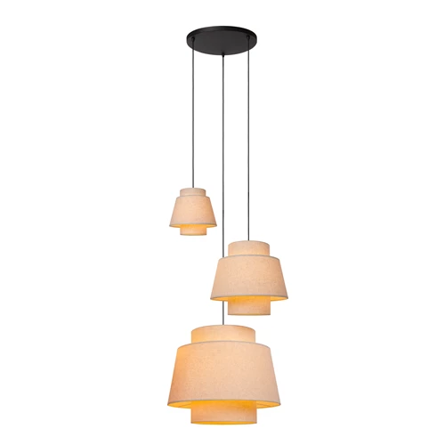 Lucide TRIBUTE - Lámpara colgante - Ø 76 cm - 3xE27 - Beige - encendido 8