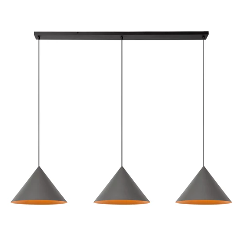 Lucide SPITZE - Suspension - 3xE27 - Gris | Vibes - allumé 6