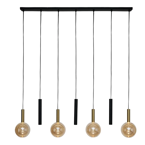 Lucide JOSIANE - Pendant light - 4xG9 - Black - Vibes - turned on 2