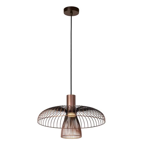 Lucide NIGELLA - Pendant light - Ø 40,5 cm - 1xGU10 (MR16) - Coffee - Essential - turned on 6